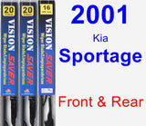 Front & Rear Wiper Blade Pack for 2001 Kia Sportage - Vision Saver