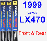 Front & Rear Wiper Blade Pack for 1999 Lexus LX470 - Vision Saver