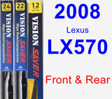 Front & Rear Wiper Blade Pack for 2008 Lexus LX570 - Vision Saver