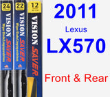 Front & Rear Wiper Blade Pack for 2011 Lexus LX570 - Vision Saver