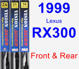 Front & Rear Wiper Blade Pack for 1999 Lexus RX300 - Vision Saver