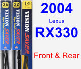 Front & Rear Wiper Blade Pack for 2004 Lexus RX330 - Vision Saver