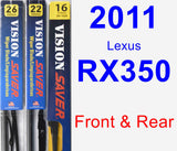 Front & Rear Wiper Blade Pack for 2011 Lexus RX350 - Vision Saver