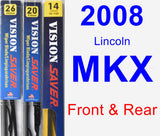 Front & Rear Wiper Blade Pack for 2008 Lincoln MKX - Vision Saver