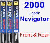 Front & Rear Wiper Blade Pack for 2000 Lincoln Navigator - Vision Saver