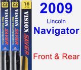 Front & Rear Wiper Blade Pack for 2009 Lincoln Navigator - Vision Saver