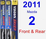 Front & Rear Wiper Blade Pack for 2011 Mazda 2 - Vision Saver