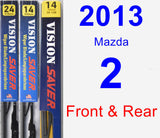 Front & Rear Wiper Blade Pack for 2013 Mazda 2 - Vision Saver