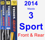 Front & Rear Wiper Blade Pack for 2014 Mazda 3 Sport - Vision Saver