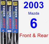 Front & Rear Wiper Blade Pack for 2003 Mazda 6 - Vision Saver