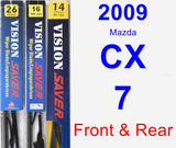 Front & Rear Wiper Blade Pack for 2009 Mazda CX-7 - Vision Saver