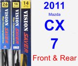 Front & Rear Wiper Blade Pack for 2011 Mazda CX-7 - Vision Saver