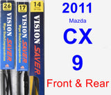 Front & Rear Wiper Blade Pack for 2011 Mazda CX-9 - Vision Saver