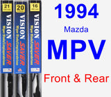 Front & Rear Wiper Blade Pack for 1994 Mazda MPV - Vision Saver