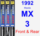 Front & Rear Wiper Blade Pack for 1992 Mazda MX-3 - Vision Saver