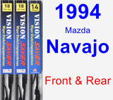 Front & Rear Wiper Blade Pack for 1994 Mazda Navajo - Vision Saver