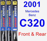 Front & Rear Wiper Blade Pack for 2001 Mercedes-Benz C320 - Vision Saver