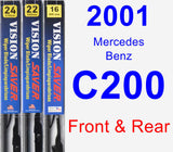 Front & Rear Wiper Blade Pack for 2001 Mercedes-Benz C200 - Vision Saver