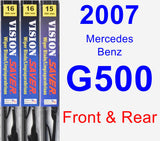 Front & Rear Wiper Blade Pack for 2007 Mercedes-Benz G500 - Vision Saver