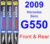 Front & Rear Wiper Blade Pack for 2009 Mercedes-Benz G550 - Vision Saver