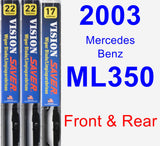 Front & Rear Wiper Blade Pack for 2003 Mercedes-Benz ML350 - Vision Saver