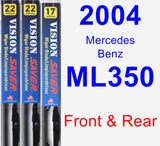 Front & Rear Wiper Blade Pack for 2004 Mercedes-Benz ML350 - Vision Saver