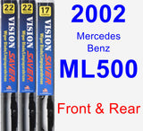 Front & Rear Wiper Blade Pack for 2002 Mercedes-Benz ML500 - Vision Saver