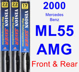 Front & Rear Wiper Blade Pack for 2000 Mercedes-Benz ML55 AMG - Vision Saver