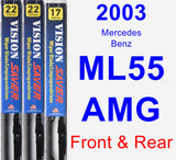 Front & Rear Wiper Blade Pack for 2003 Mercedes-Benz ML55 AMG - Vision Saver