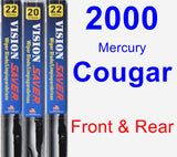 Front & Rear Wiper Blade Pack for 2000 Mercury Cougar - Vision Saver