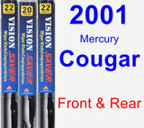 Front & Rear Wiper Blade Pack for 2001 Mercury Cougar - Vision Saver