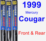Front & Rear Wiper Blade Pack for 1999 Mercury Cougar - Vision Saver