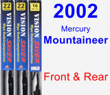 Front & Rear Wiper Blade Pack for 2002 Mercury Mountaineer - Vision Saver