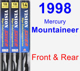 Front & Rear Wiper Blade Pack for 1998 Mercury Mountaineer - Vision Saver