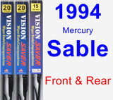 Front & Rear Wiper Blade Pack for 1994 Mercury Sable - Vision Saver