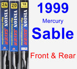 Front & Rear Wiper Blade Pack for 1999 Mercury Sable - Vision Saver