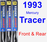 Front & Rear Wiper Blade Pack for 1993 Mercury Tracer - Vision Saver