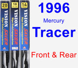 Front & Rear Wiper Blade Pack for 1996 Mercury Tracer - Vision Saver