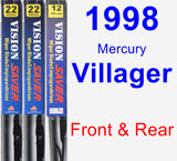 Front & Rear Wiper Blade Pack for 1998 Mercury Villager - Vision Saver