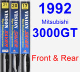 Front & Rear Wiper Blade Pack for 1992 Mitsubishi 3000GT - Vision Saver