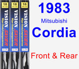 Front & Rear Wiper Blade Pack for 1983 Mitsubishi Cordia - Vision Saver