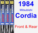 Front & Rear Wiper Blade Pack for 1984 Mitsubishi Cordia - Vision Saver