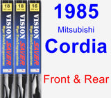 Front & Rear Wiper Blade Pack for 1985 Mitsubishi Cordia - Vision Saver