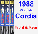 Front & Rear Wiper Blade Pack for 1988 Mitsubishi Cordia - Vision Saver