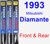 Front & Rear Wiper Blade Pack for 1993 Mitsubishi Diamante - Vision Saver