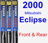 Front & Rear Wiper Blade Pack for 2000 Mitsubishi Eclipse - Vision Saver