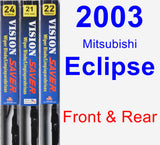 Front & Rear Wiper Blade Pack for 2003 Mitsubishi Eclipse - Vision Saver