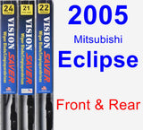 Front & Rear Wiper Blade Pack for 2005 Mitsubishi Eclipse - Vision Saver