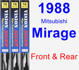 Front & Rear Wiper Blade Pack for 1988 Mitsubishi Mirage - Vision Saver