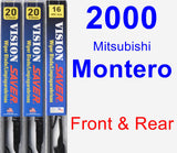 Front & Rear Wiper Blade Pack for 2000 Mitsubishi Montero - Vision Saver